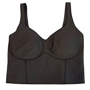 Fanka Womens Black Lift N Curve Longline Shaping Sports Bra Tank Top Size Large